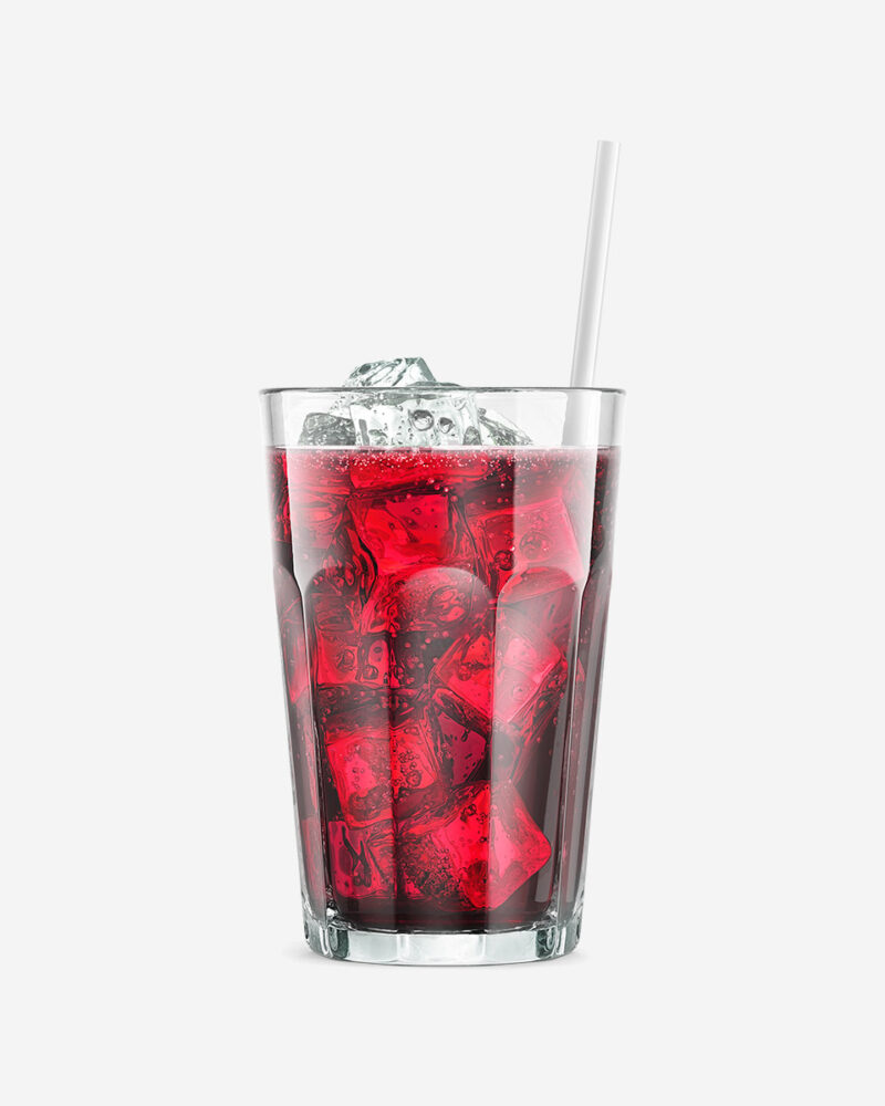 TMB raspberry soda in glass