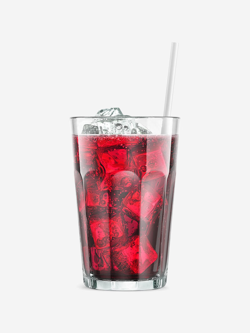 TMB raspberry soda in glass